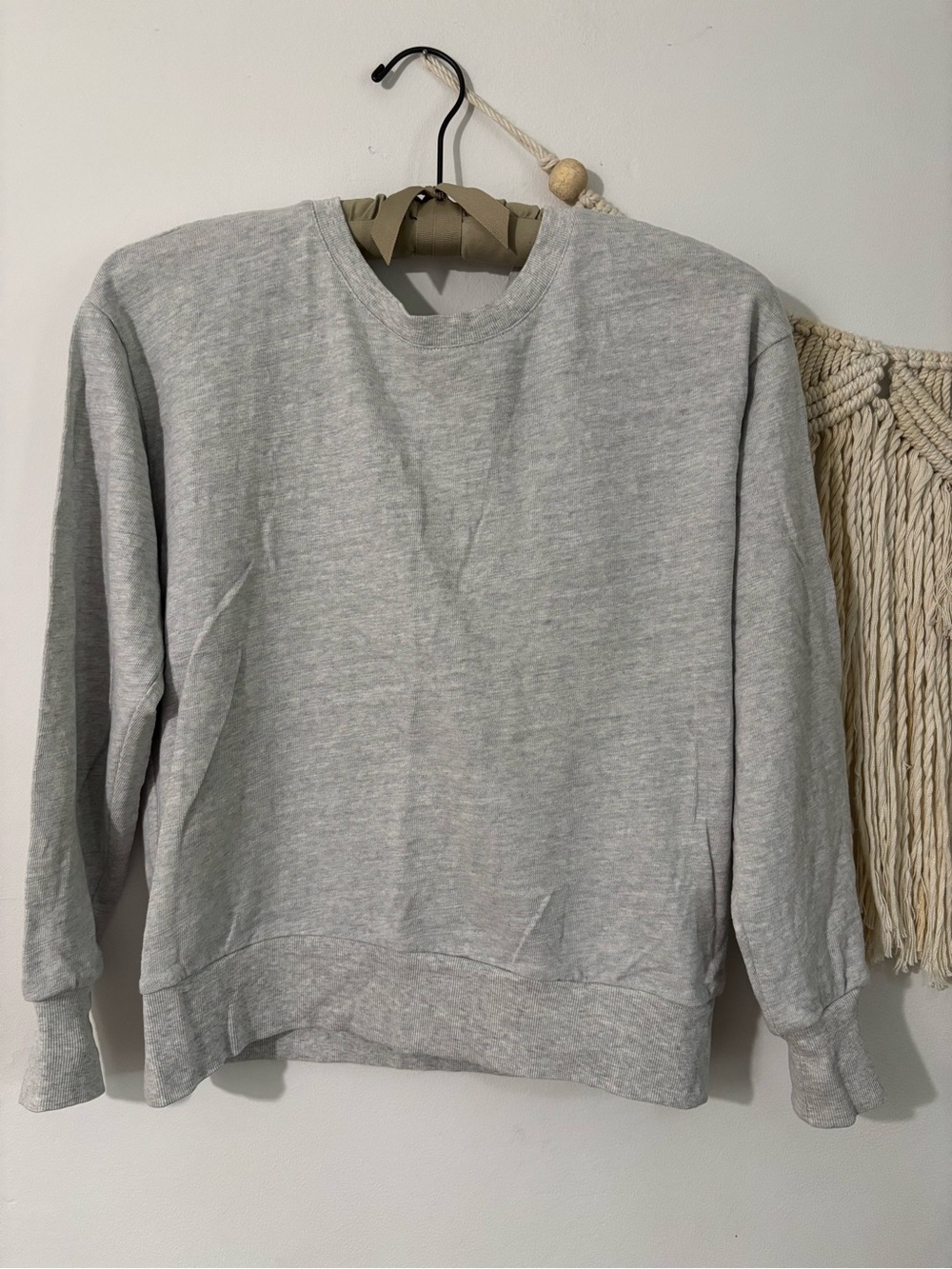LOFT Light Gray Women's Crewneck With  Light Pink Back Tie
